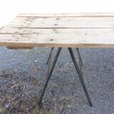 Oak table on metal trestles