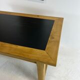 Oak farmhouse table, black top