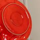 Vintage ceramic fruit dish - red enamel - relief of fruits - Mid-Century design - Italy 1980s