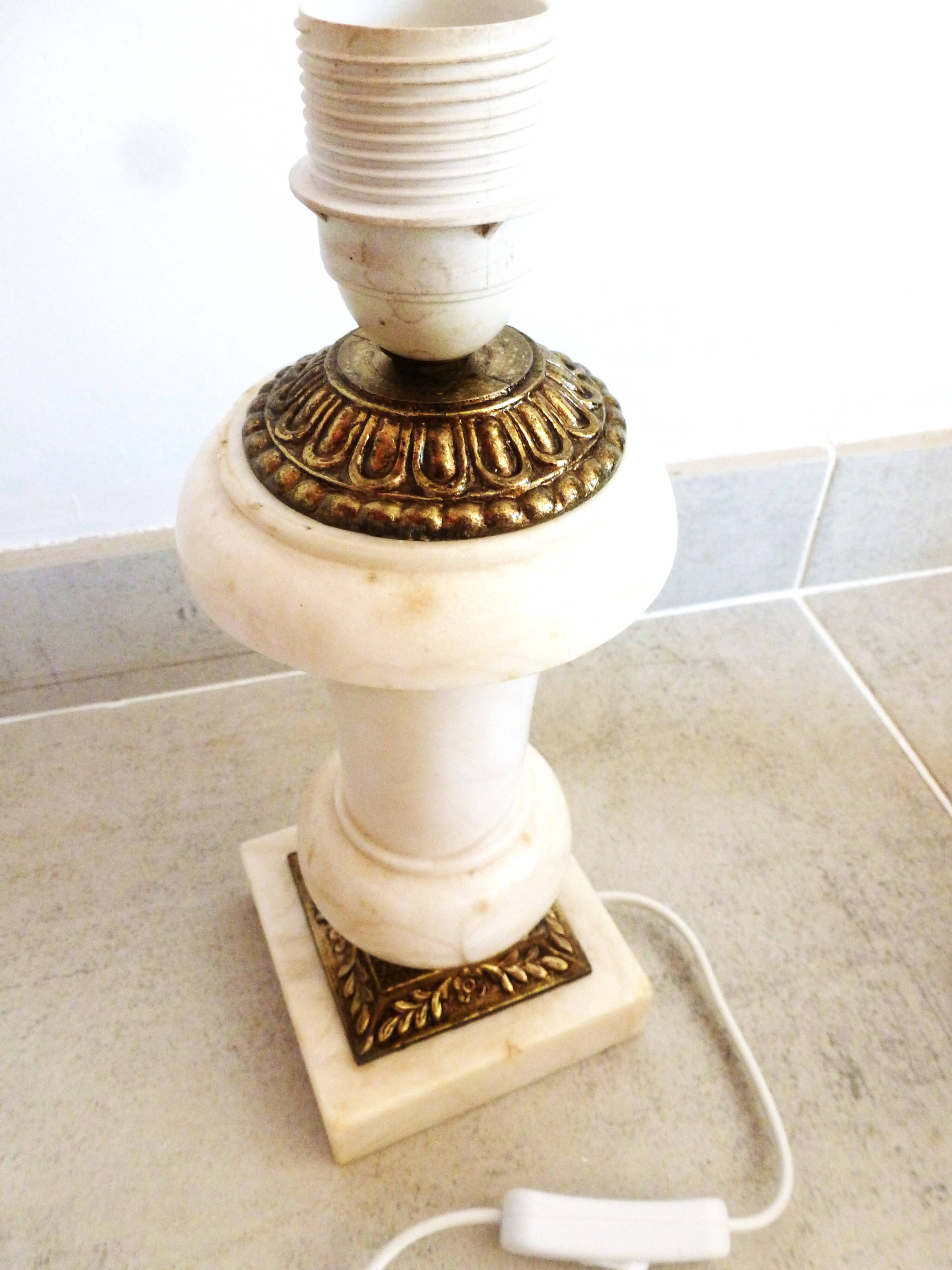Alabaster and brass lamp, living room table lamp, decorative home lamp