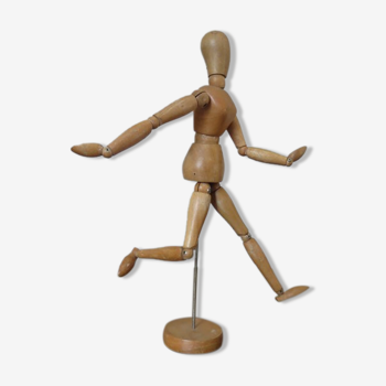 Wooden mannequin, articulated, model woman 60s