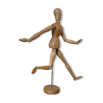 Wooden mannequin, articulated, model woman 60s