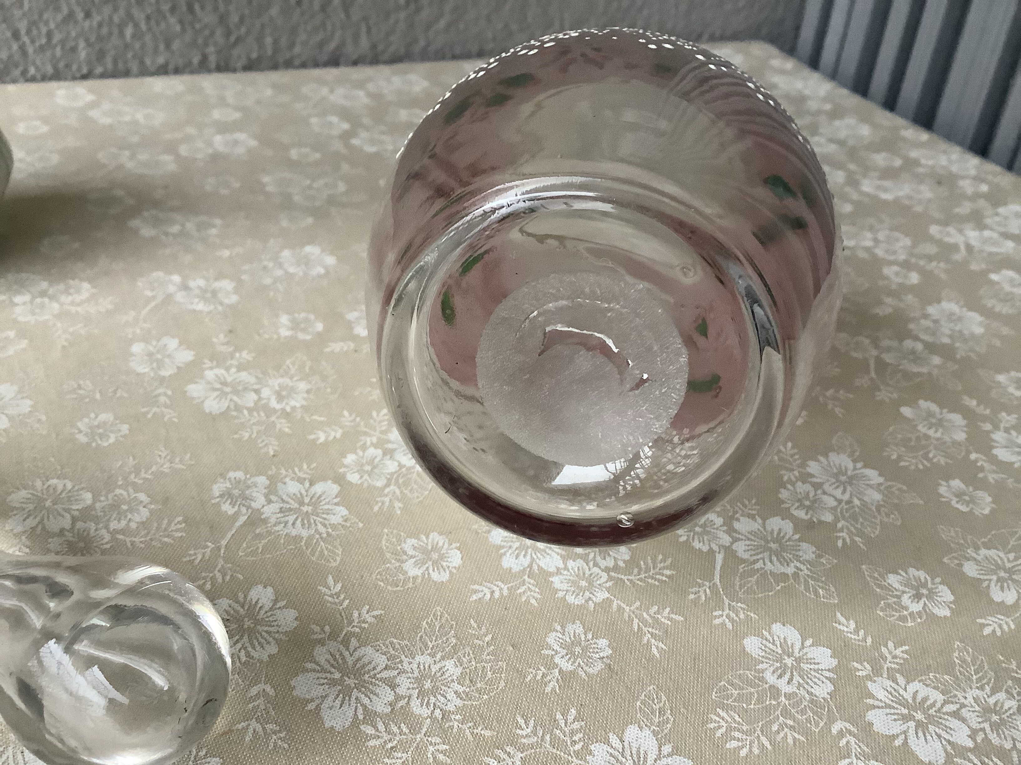 Blown glass enameled liqueur carafe