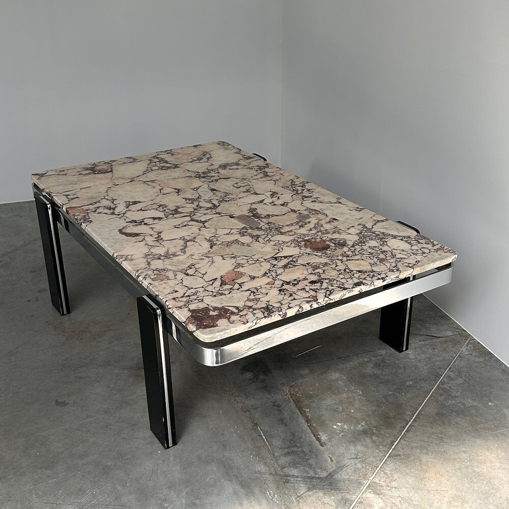 Violetta Calacatta marble coffee table on chrome base, 1970s