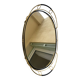 Vintage oval mirror plateau in gilded brass & black scoubidou — 1970s
