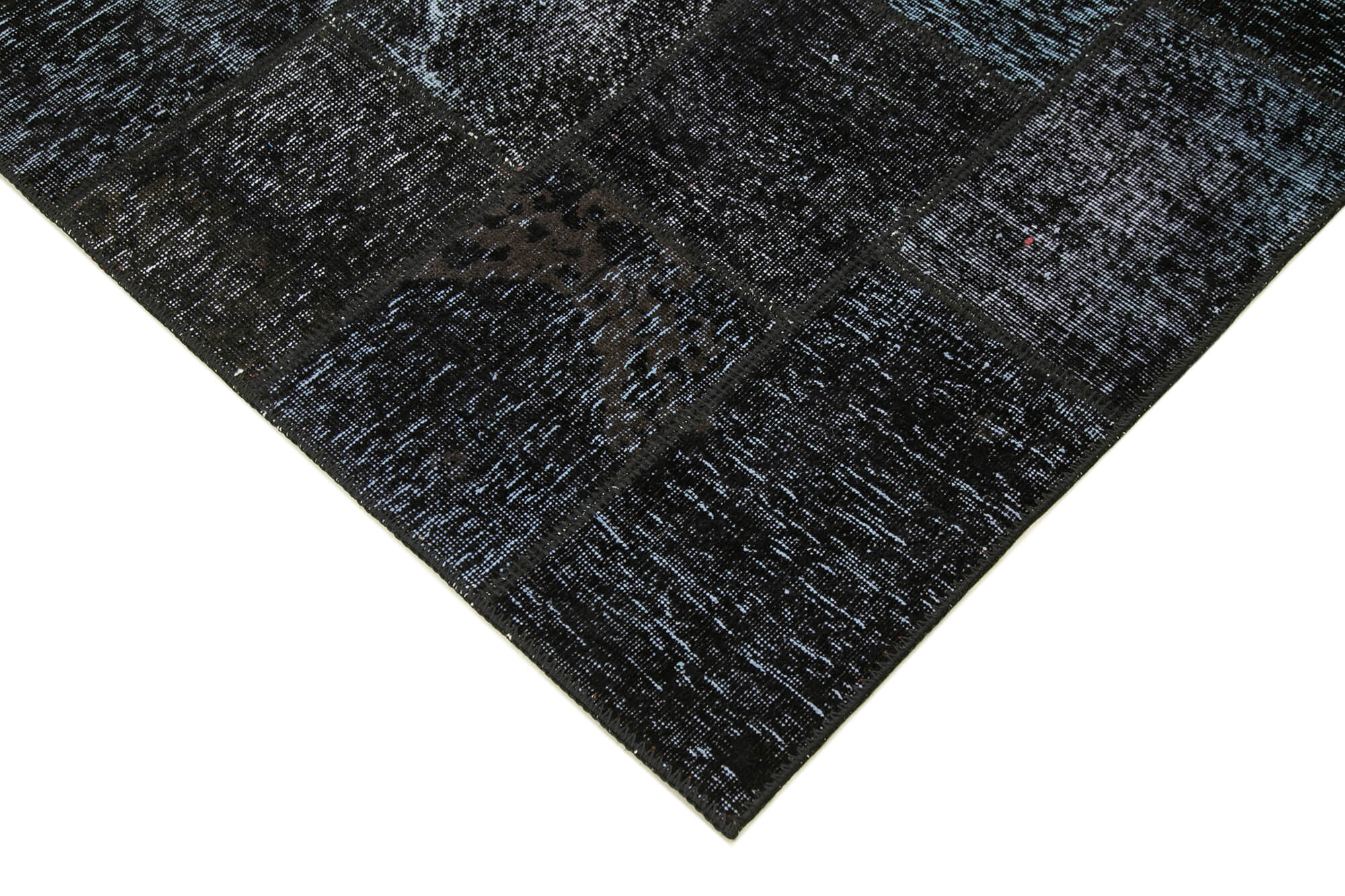 Hand-knotted oriental vintage 172 cm x 242 cm black patchwork carpet