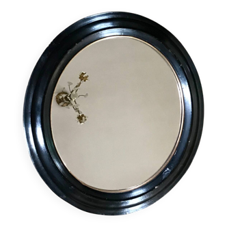 Antique blackened wood mirror