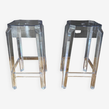 Lot de 2 tabourets de bar en plexi transparent 65cm