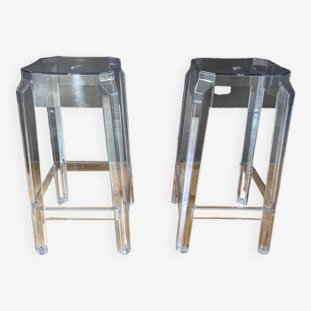 Set of 2 transparent plexi bar stools 65cm