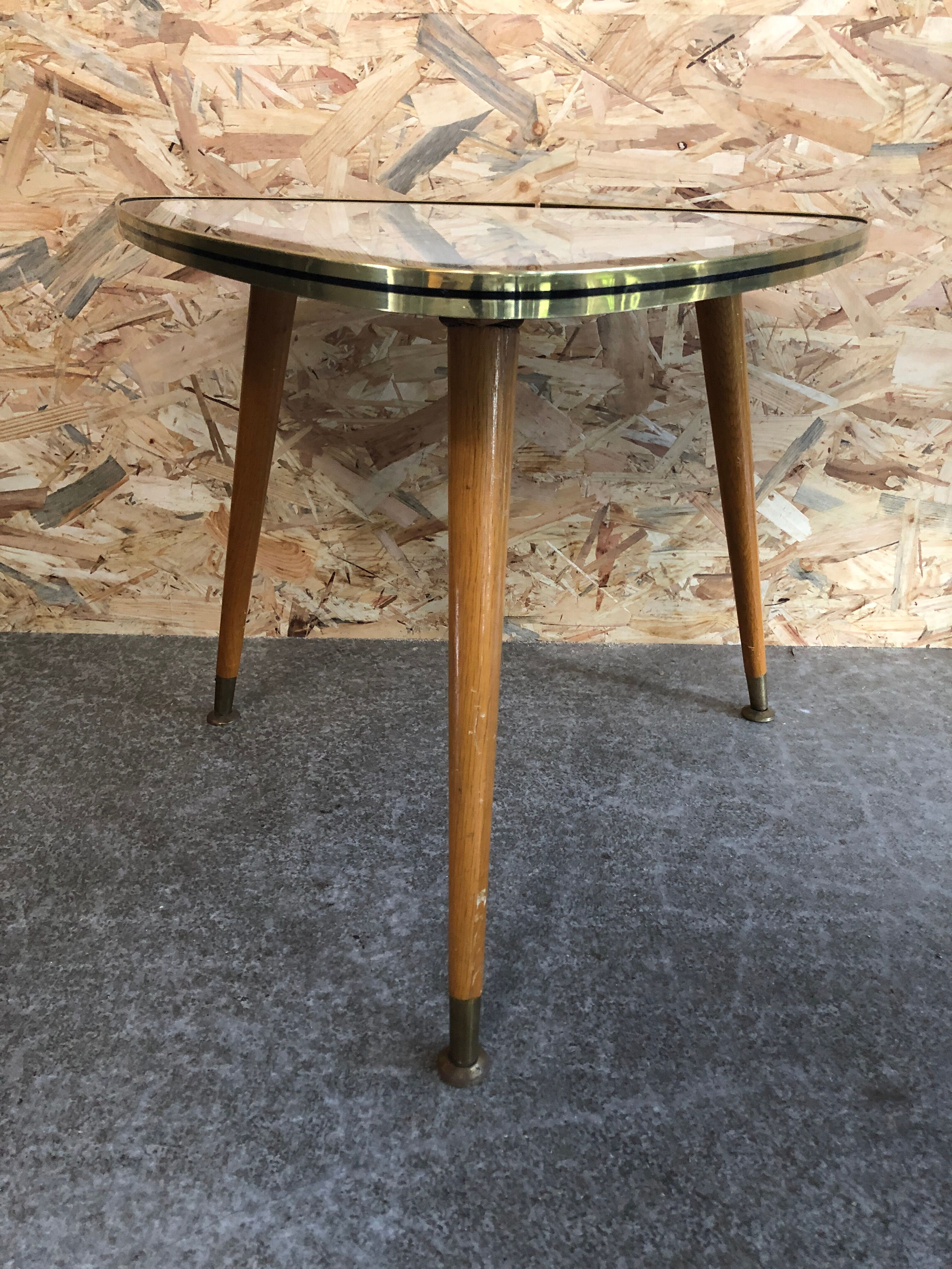 Old coffee table mediator wood & resin compass feet 70s vintage