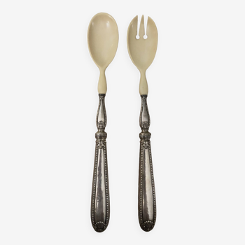 old salad cutlery with silver filled handle