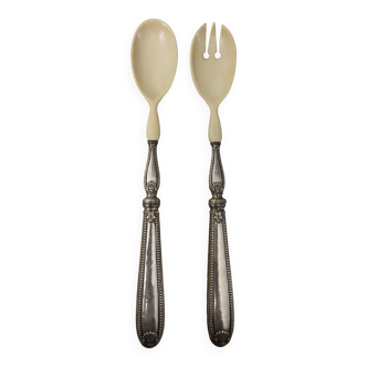 old salad cutlery with silver filled handle