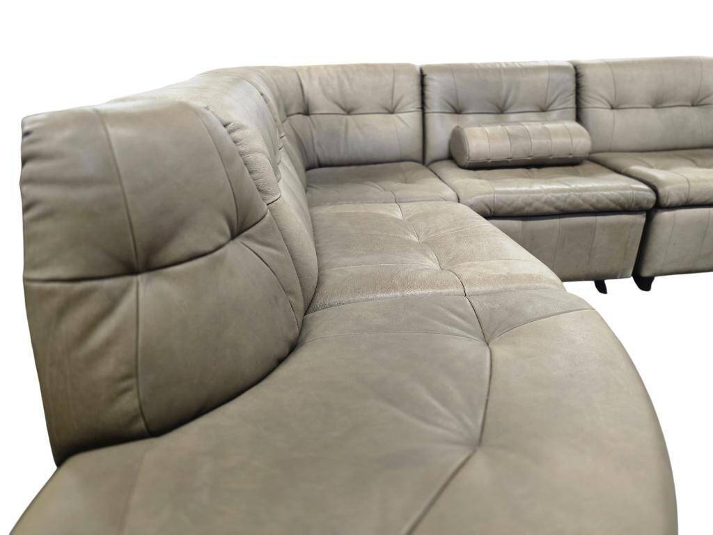 Vintage modular corner sofa in leather, 7 pieces