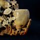 Vase encrier en stéatite ou pierre de savon chinois à décor floral fin XIXè