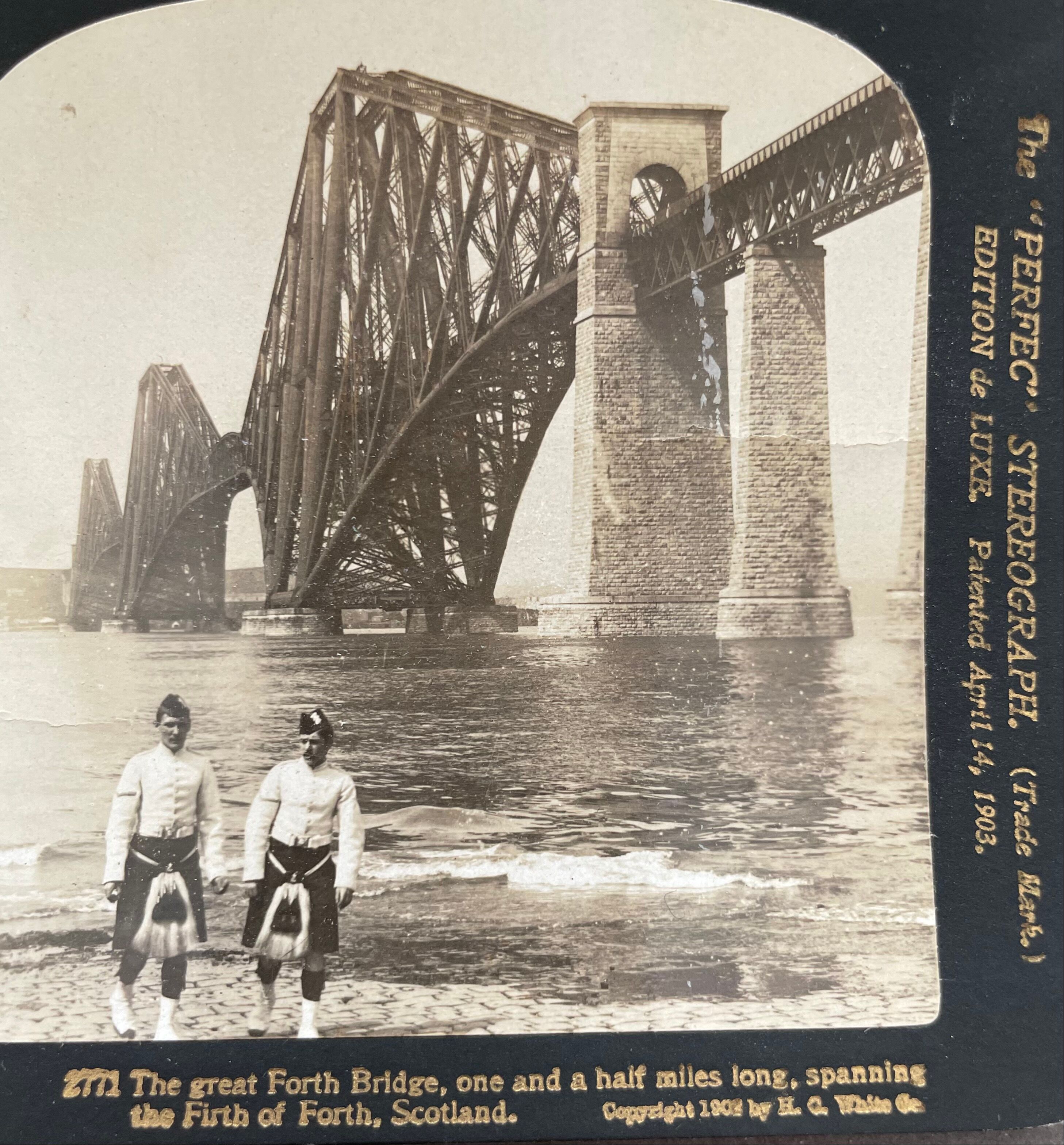 Old photography stereo, stereograph, luxury albumine 1903 Great Bridge Scotland