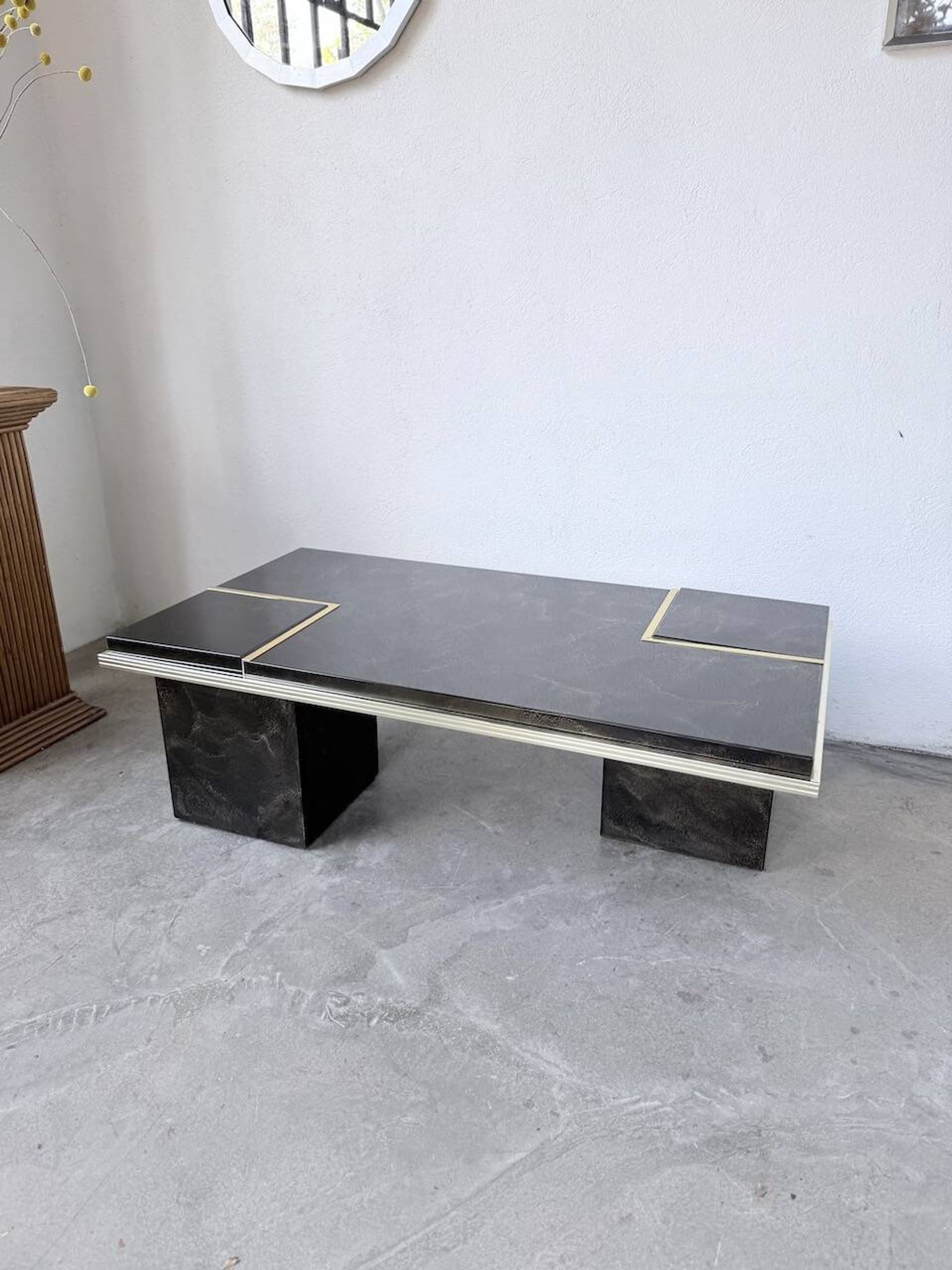 "Rizzo" lacquered and brass coffee-bar table from the 1970s.