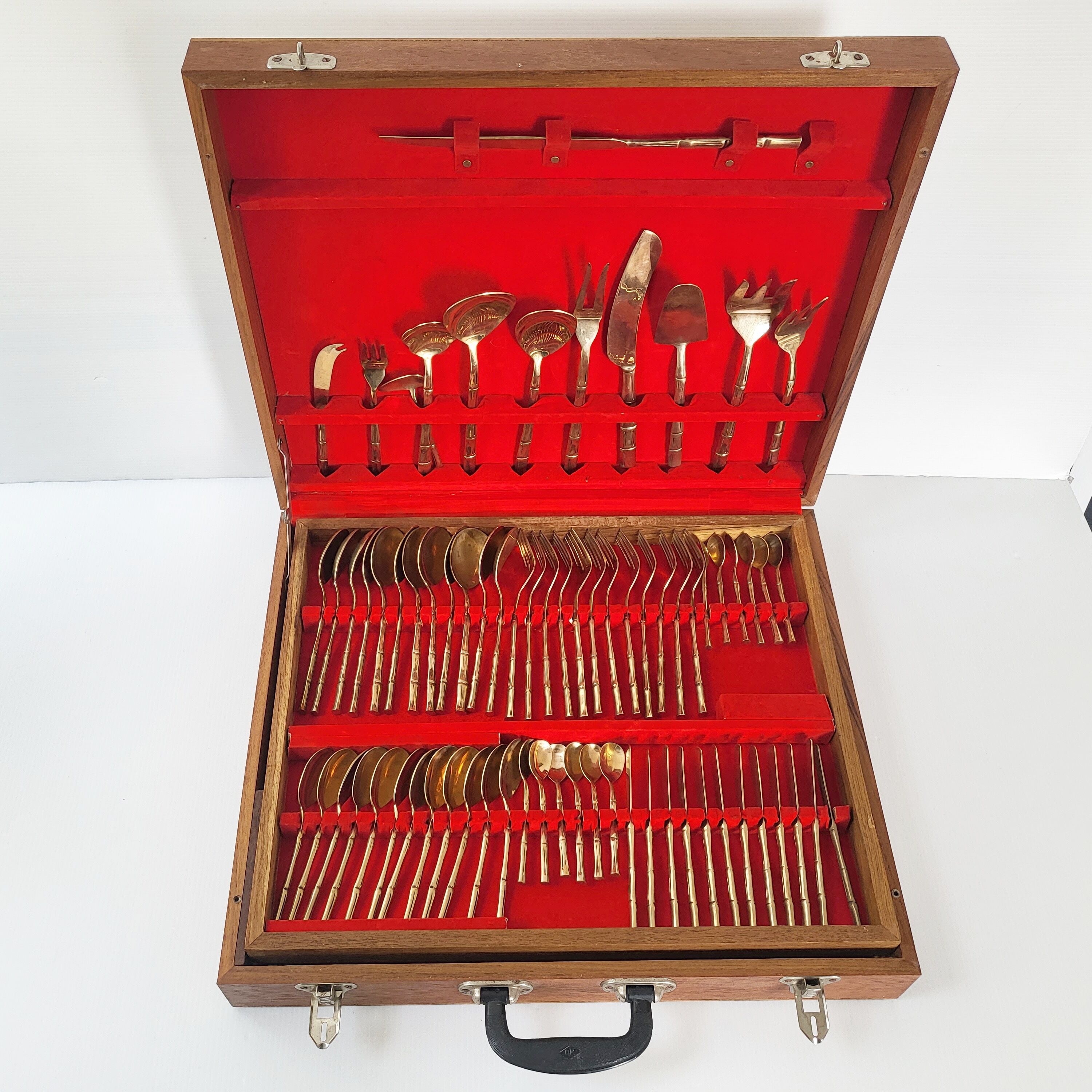 Cutlery set imitation bamboo 144 pieces vintage 1950