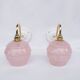 pair of vintage speckled pink and brass wall lights