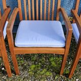 Stackable chair-armchair in solid teak with cushion by Vlaemynck