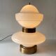 Large table lamp or floor lamp in opal glass and brass body, 1960s, Italy.