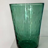 Vase en verre bullé vert