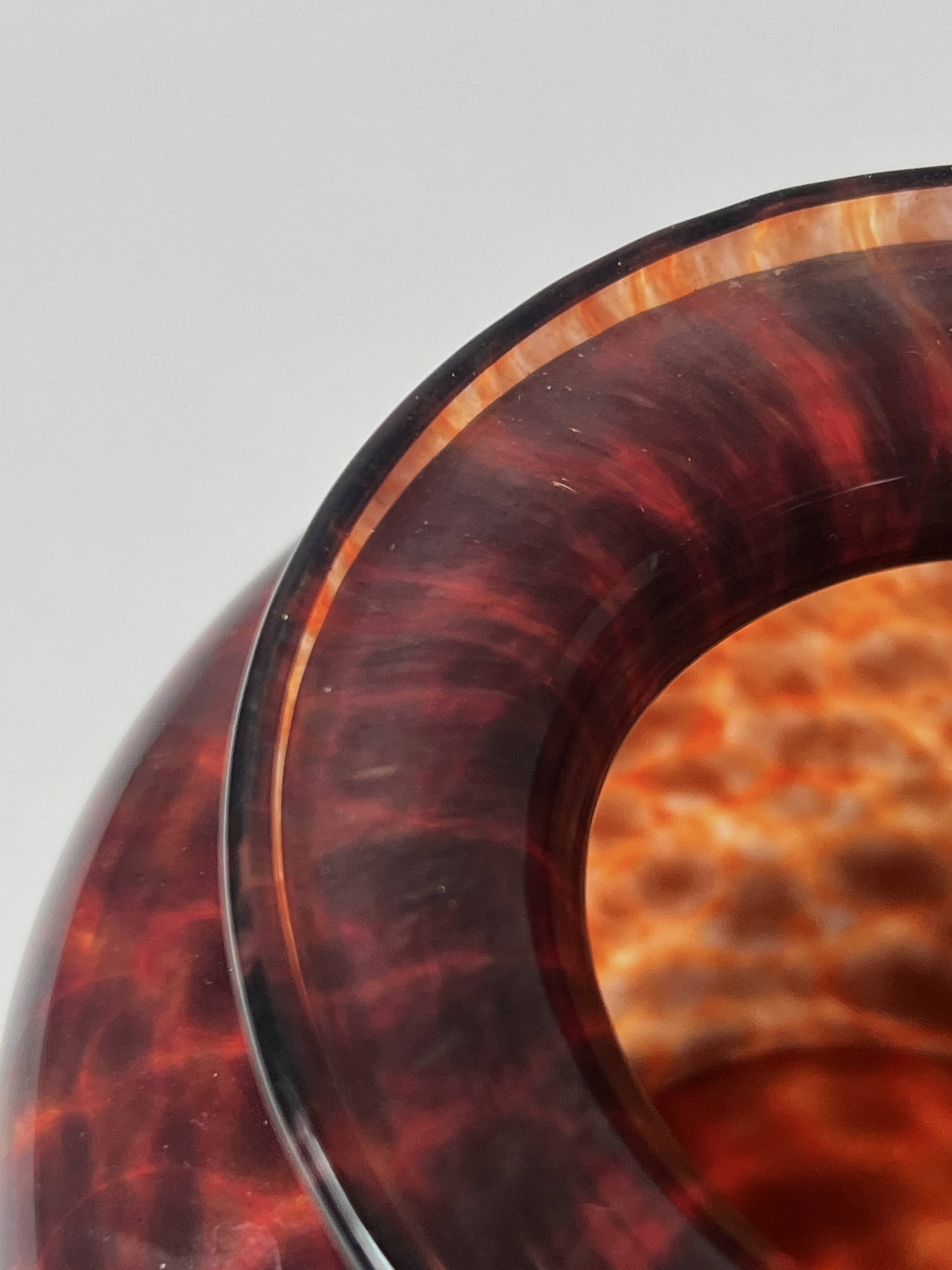 Amber smoked glass vase known as tortoiseshell, 1970s design.