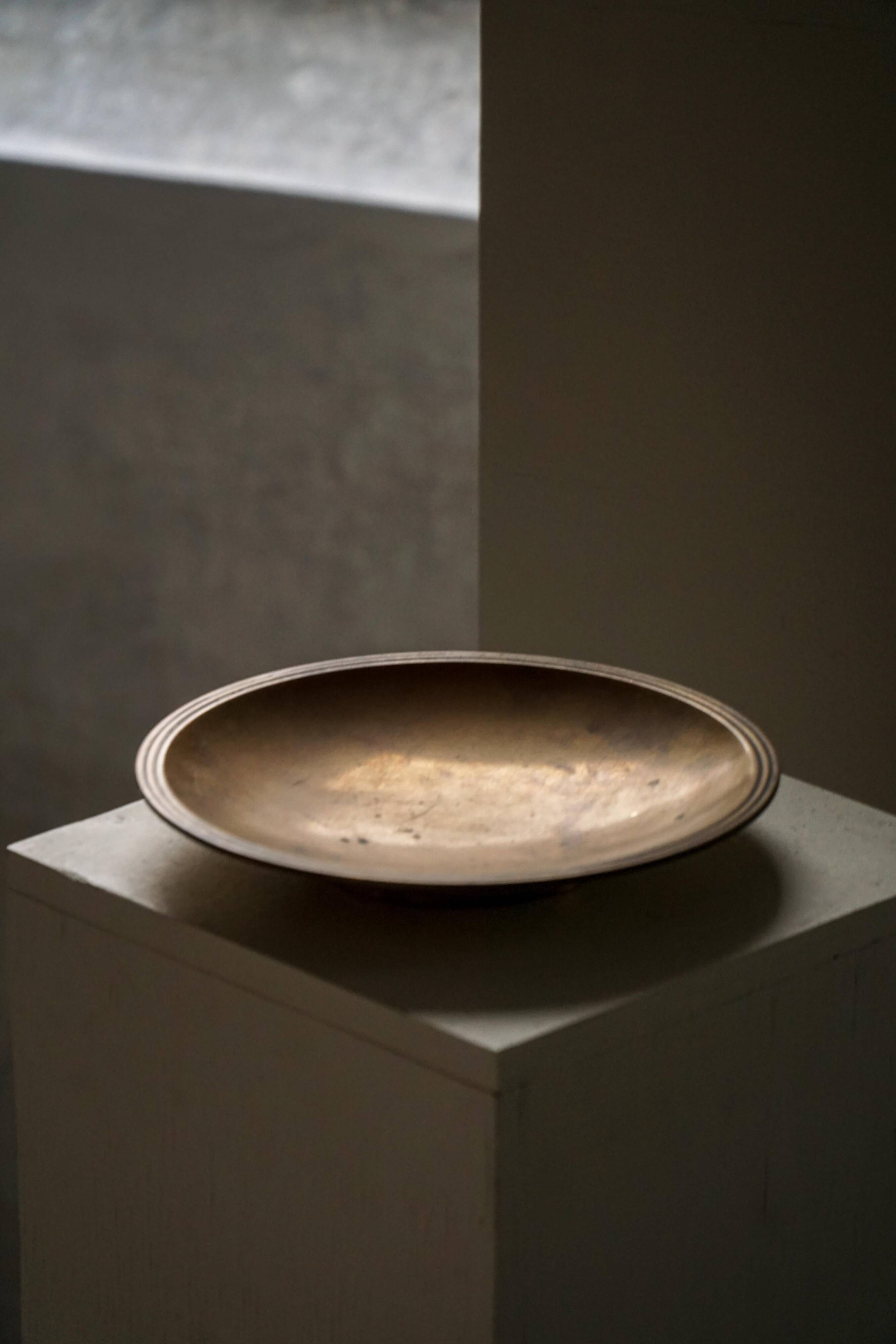 Danish Art Deco bronze bowl patinated by Just Andersen, "Just B-2025 DENMARK"