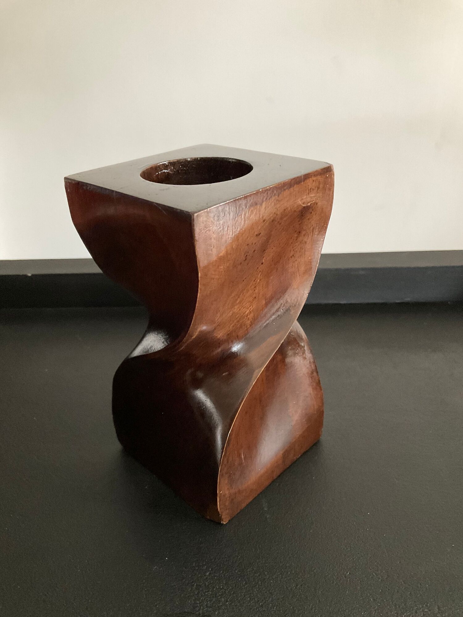 Scandinavian wooden candle holder from the 60s and 70s