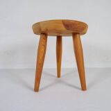 Modern Scandinavian Sculptural Stool in Pine, Sweden, 1970s