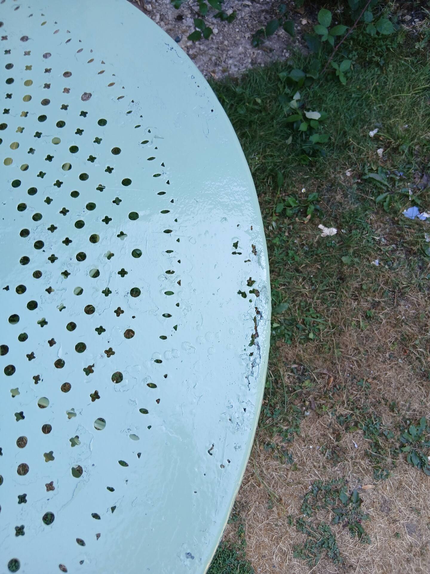 Salon de jardin 1 table 4 chaises fer forgé ancien vert Provence