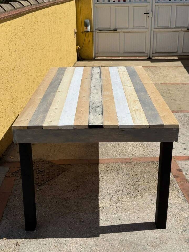 industrial style dining table, handcrafted creation