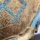 Florentine tray in gilded wood and turquoise with diamond pattern decoration