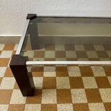 Chrome wood and smoked glass coffee table from the 70s