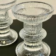 Vintage-style crystal candlesticks in the style of LITTLA