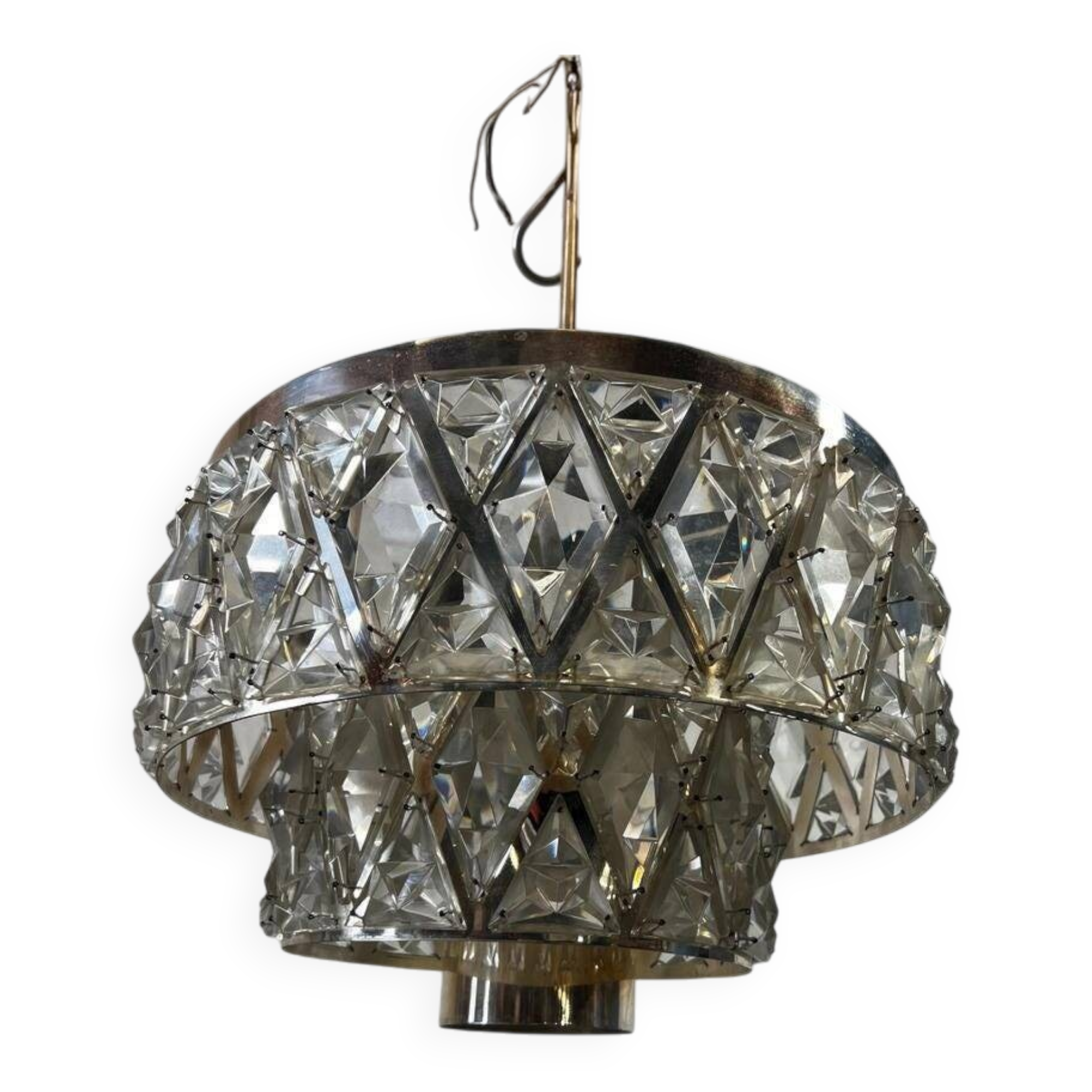 Vintage XL glass chandelier / Kinkeldey pendant light