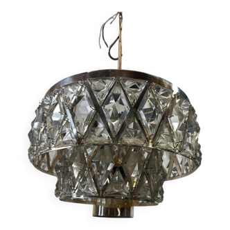 Lustre XL vintage en verre / suspension Kinkeldey