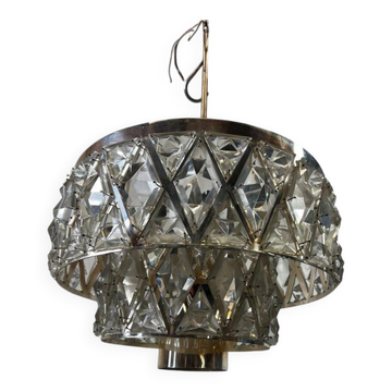 Vintage XL glass chandelier / Kinkeldey pendant light