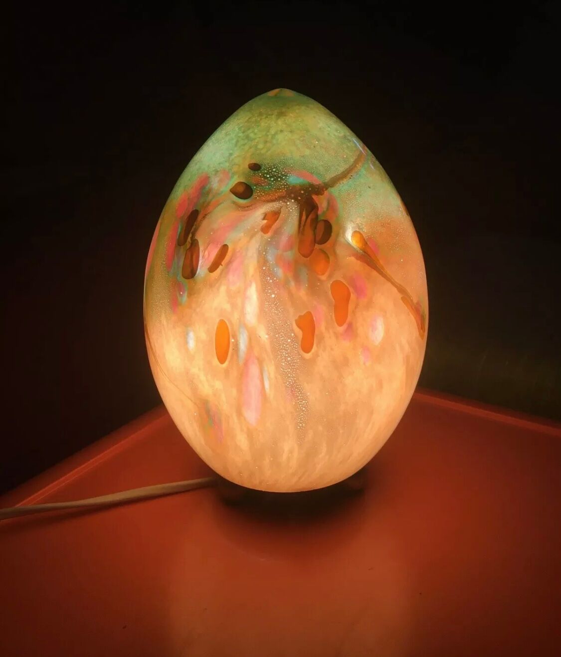 Egg Lamp Artisanal To Pose Blown Glass Glassware Art Silky Essonne