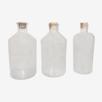 Set of 3 large old bottles PYREX