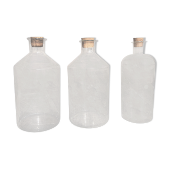 Set of 3 large old bottles PYREX