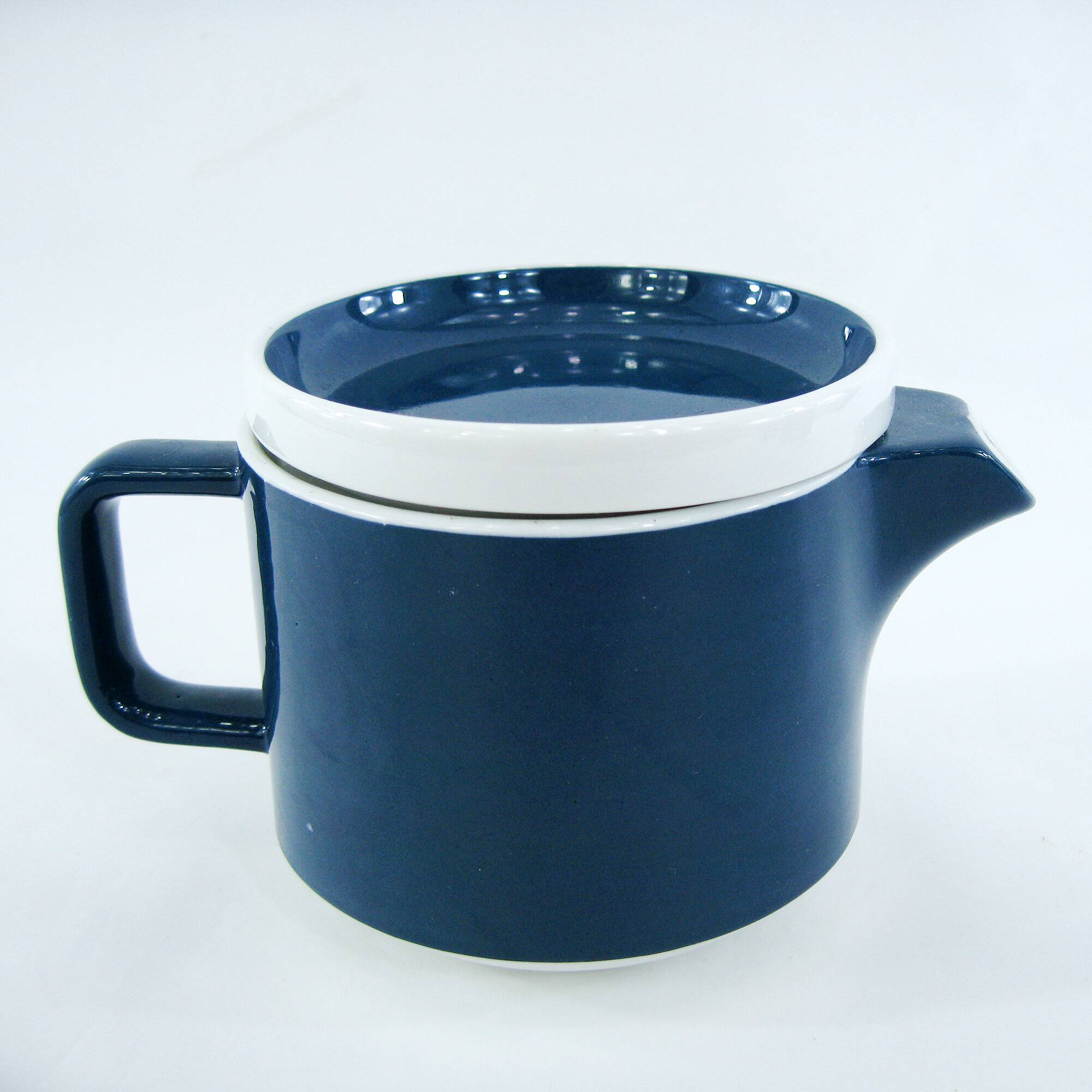 Blue porcelain coffee set - Pyroblan Sarreguemines France - vintage 80s