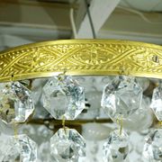 Plafonnier 3 lumières bronze et cristal