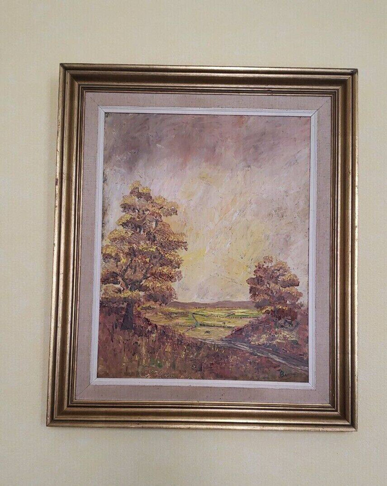 Large rural landscape painting - Oil on framed canvas - Circa 1950 - Signed Benoot