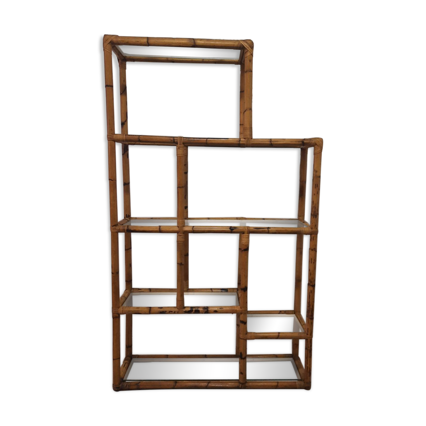 Bibliothèque étagère en bambou vintage
