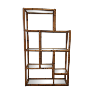 Bookcase, vintage bamboo shelf.