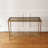Neoclassical brass and glass console 1970