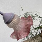Swan lamp Delmas 1970 in metal and molded glass purple and white