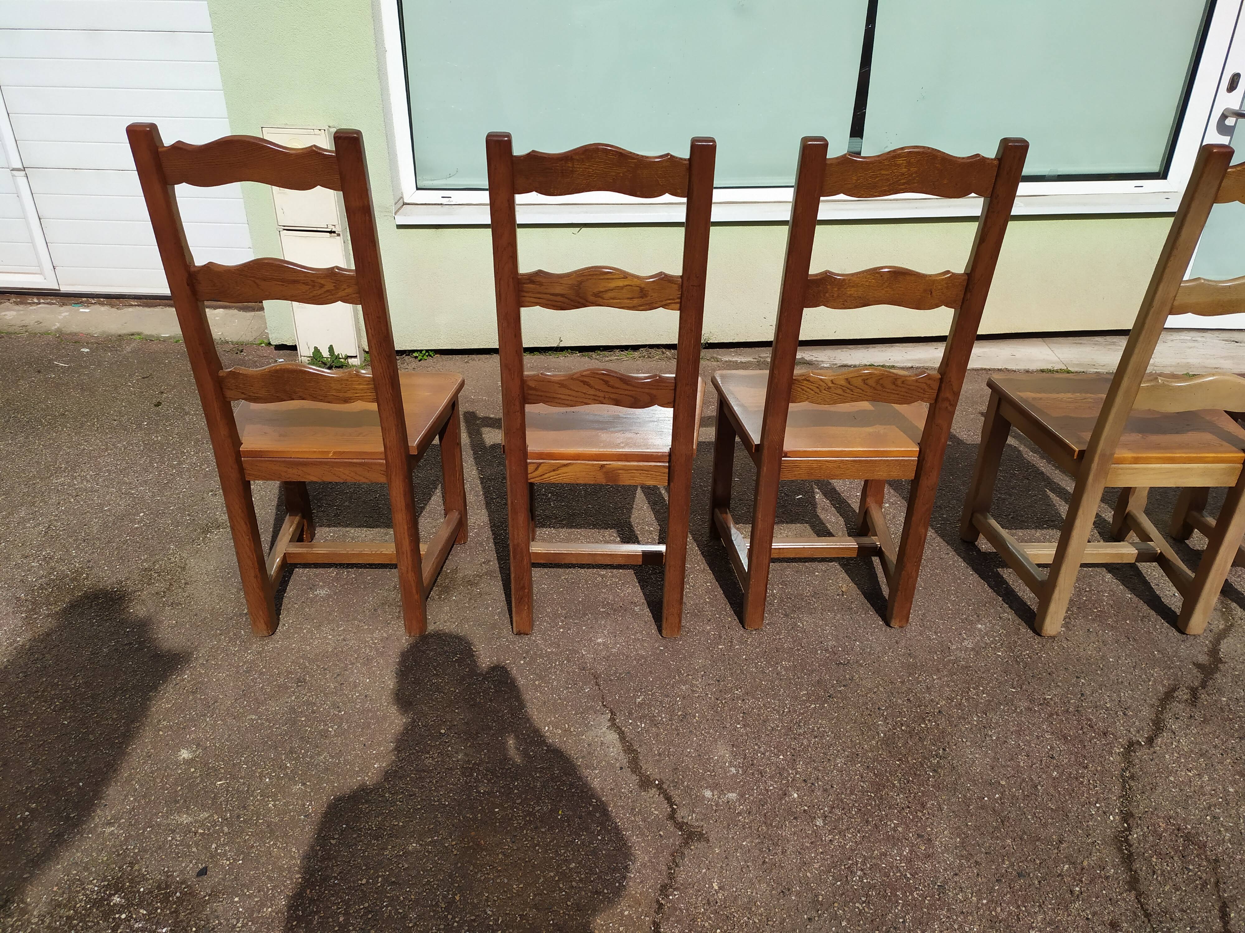 Set of 6 solid oak wood chairs - ferme compagne montage