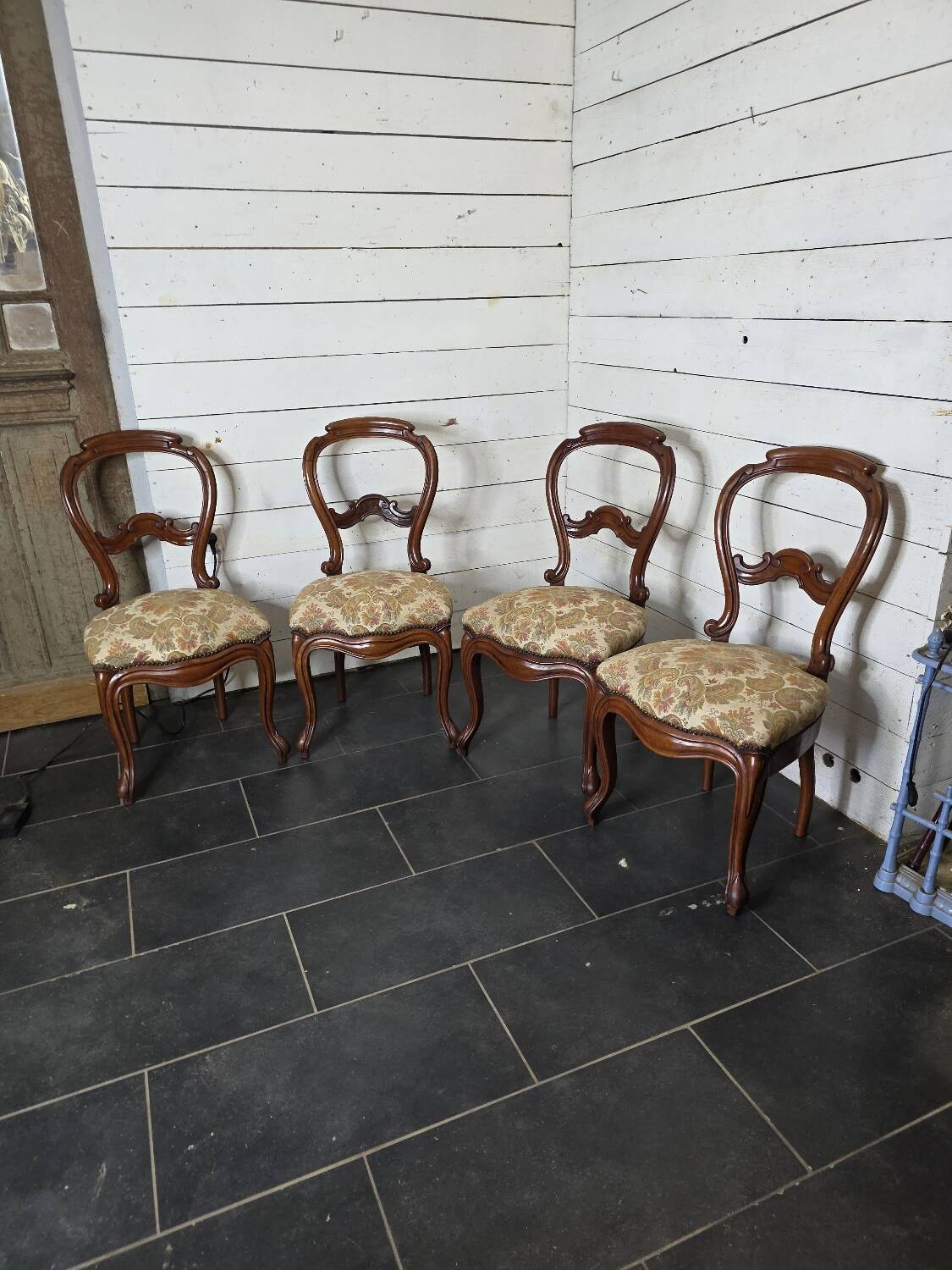 4 Louis Philippe style chairs from the 19th century in cherry wood.