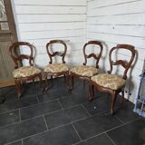 4 Louis Philippe style 19th century cherry wood chairs